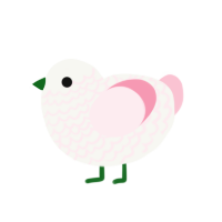 Why are you green, a white and rose chicken with a lace pattern