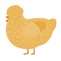 A honey chicken with a speckle pattern
