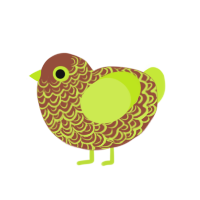 pistachio, a russet and lime chicken with a double-lace pattern