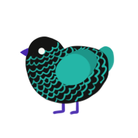 (unnamed), a black and turquoise chicken with a lace pattern
