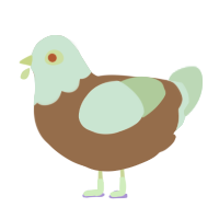 A brown and gluppy chicken with a head pattern