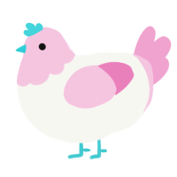 Trans Gender, a white and pink chicken with a head pattern