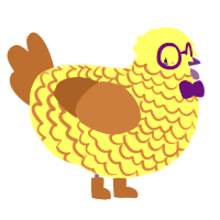 A yellow and brown chicken with a lace pattern