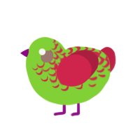 Omg look at them, a grass and crimson chicken with a half-lace pattern