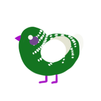Kale, a leaf and white chicken with a half-bar pattern