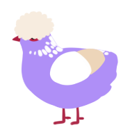 Jeeprehy, a lilac and cream chicken with a neck-speckle pattern