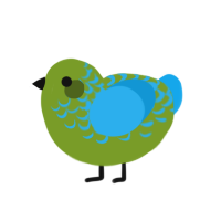 Blueberry, a chartreuse and sky chicken with a half-lace pattern