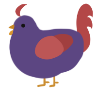 A overcast and red chicken
