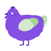 A blurple and gluppy chicken