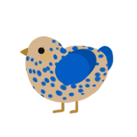 Blueberry Pancakes, a beige and ultramarine chicken with a speckle pattern
