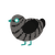 GIR, a grey and black chicken with a bar pattern