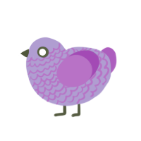 pauper, a blurple and amethyst chicken with a lace pattern