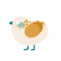 Mozzarella, a cream and orange chicken with a neck-speckle pattern