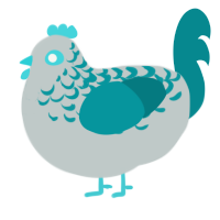 A silver and teal chicken with a half-lace pattern