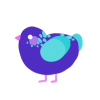 (unnamed), a indigo and aqua chicken with a neck-speckle pattern