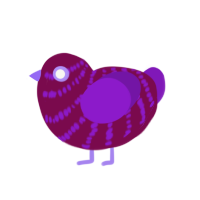 The Killer, a wine and violet chicken with a bar pattern