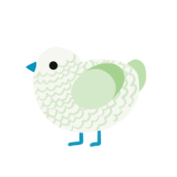 tentative, a white and gluppy chicken with a lace pattern