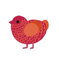 (unnamed), a crimson and vermilion chicken with a lace pattern