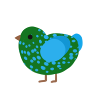 H-Base_Progress, a leaf and sky chicken with a speckle pattern