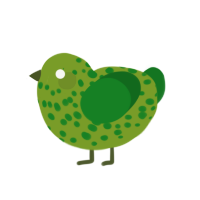 poxy, a chartreuse and leaf chicken with a speckle pattern