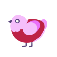 Val, a crimson and lavender chicken with a head pattern