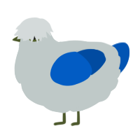 g, a silver and ultramarine chicken