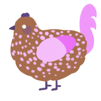 Tony, a brown and lavender chicken with a speckle pattern