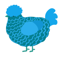 g, a sea and sky chicken with a lace pattern