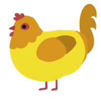 A yellow and ochre chicken with a head pattern