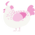 Cherry, a white and pink chicken with a half-lace pattern