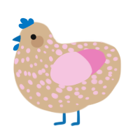 Iced Latte, a beige and pink chicken with a speckle pattern