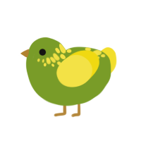 Oli, a chartreuse and yellow chicken with a neck-speckle pattern