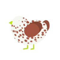 Brat Tote, a white and russet chicken with a speckle pattern