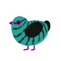 (unnamed), a turquoise and black chicken with a bar pattern