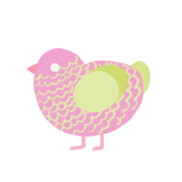 Josie, a pink and lemon chicken with a lace pattern
