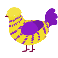 (unnamed), a yellow and violet chicken with a bar pattern