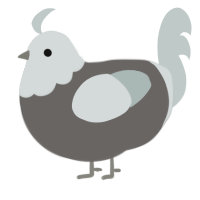 Concrete Slab, a grey and silver chicken with a head pattern