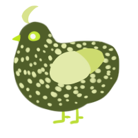 Pestilence, a olive and lemon chicken with a speckle pattern