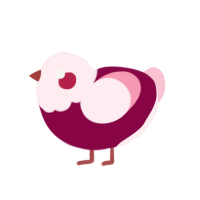 Rhia, a maroon and rose chicken with a head pattern