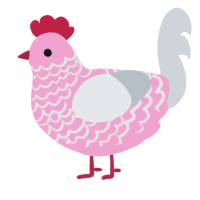 April, a pink and mist chicken with a lace pattern