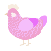 Strawberry Milk, a pink and lavender chicken with a lace pattern