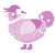 A pink and lavender chicken with a lace pattern