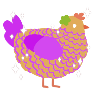 sunset dream, a orange and amethyst chicken with a lace pattern