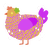 A orange and amethyst chicken with a lace pattern