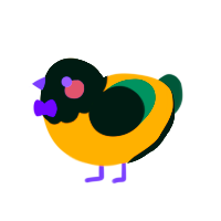 A ultramarine and rose chicken with a head pattern