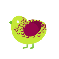 my bad son radiation, a lime and maroon chicken with a half-lace pattern