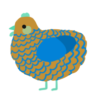 A gold and sapphire chicken with a lace pattern