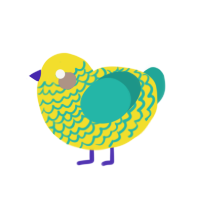 ufs lemon spritz, a yellow and turquoise chicken with a lace pattern