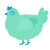 A mint chicken with a lace pattern