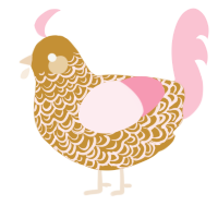 filigree, a gold and rose chicken with a double-lace pattern
